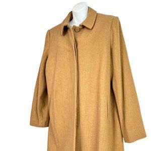 Vintage Wool Coat Camel Brown Size 16 Side Slits Car Jacket Harve Bernard